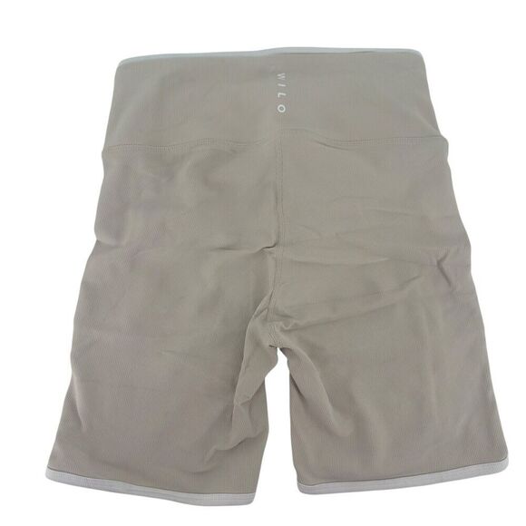 Wilo The Label Ribbed Shorts Nude Beige High Rise Bike Yoga Fitted Womens Size M - Picture 1 of 7